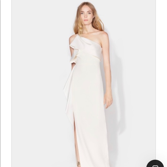 halston heritage one shoulder gown
